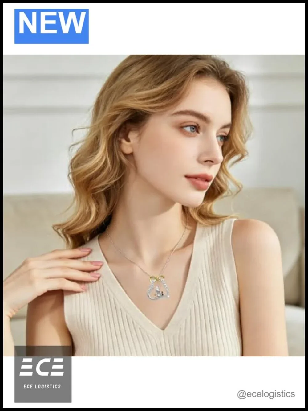 Cat Necklace 18K Gold Plated Heart Pendant for Cat Lovers
